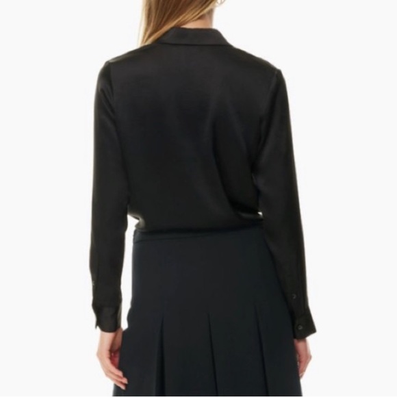 Aritzia Wilfred Silky Collared Blouse Tie Front - Picture 2 of 7